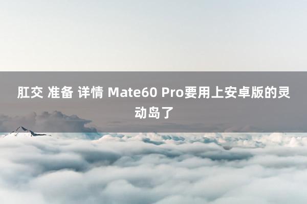 肛交 准备 详情 Mate60 Pro要用上安卓版的灵动岛了