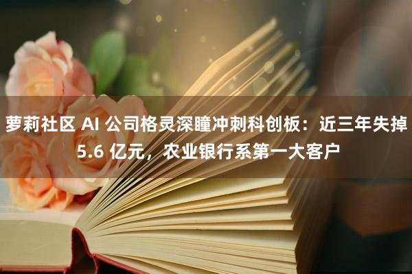 萝莉社区 AI 公司格灵深瞳冲刺科创板：近三年失掉 5.6 亿元，农业银行系第一大客户