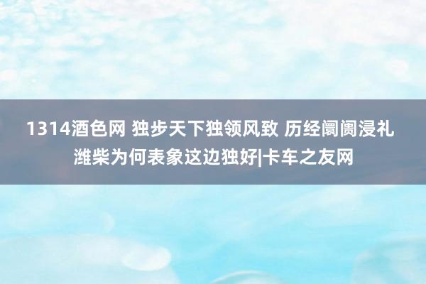 1314酒色网 独步天下独领风致 历经阛阓浸礼 潍柴为何表象这边独好|卡车之友网