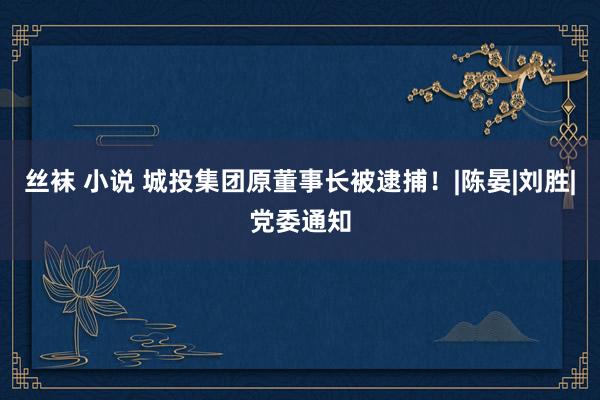 丝袜 小说 城投集团原董事长被逮捕！|陈晏|刘胜|党委通知