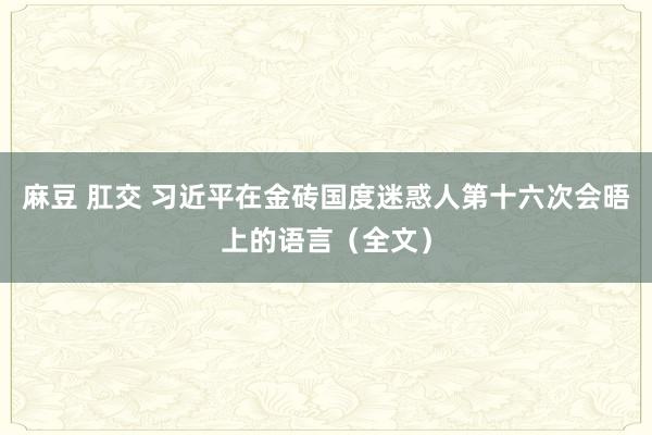 麻豆 肛交 习近平在金砖国度迷惑人第十六次会晤上的语言（全文）