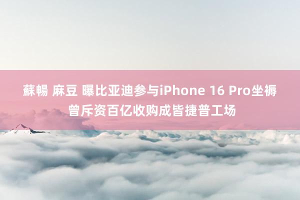 蘇暢 麻豆 曝比亚迪参与iPhone 16 Pro坐褥 曾斥资百亿收购成皆捷普工场