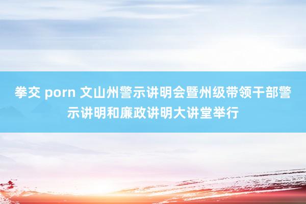 拳交 porn 文山州警示讲明会暨州级带领干部警示讲明和廉政讲明大讲堂举行